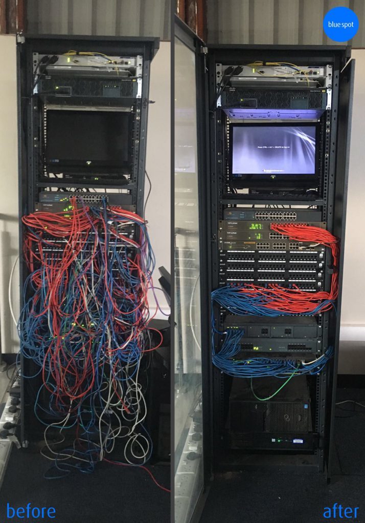 server cabinet tidy before after
